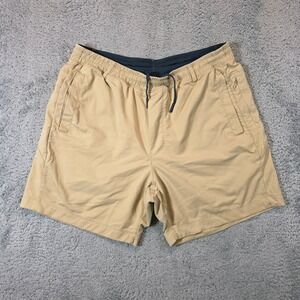Birddogs Gym Shorts Mens XL Khaki Tan Built-in Liner Drawstring Zip Pockets 6"